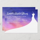 Elegante Brautdusche Einladung lila Wasserfarbe (Vorne/Hinten)