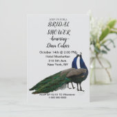 Elegante Brautdusche Einladung - Pfauenthema (Stehend Vorderseite)