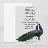 Elegante Brautdusche Einladung - Pfauenthema (Vorne/Hinten)