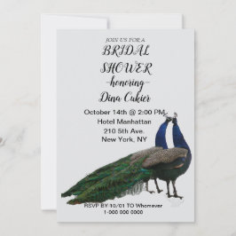 Elegante Brautdusche Einladung - Pfauenthema