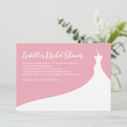 Elegante Brautdusche Einladung Rosa (Stehend Vorderseite)