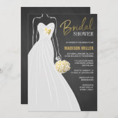 Elegante Brautdusche Einladung | Schwarz und Gold (Vorne/Hinten)