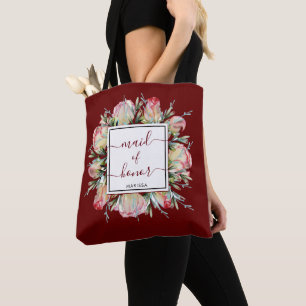 Elegante Brautjungfer Burgunder Hochzeitsgeschenk Tasche