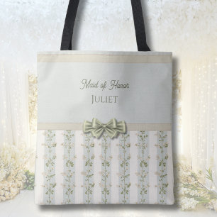 Elegante Brautjungfer Florale Streifen Kokette Sch Tasche
