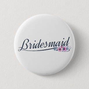 Elegante Brautjungfer Hochzeit Kalligraphie Pin Bu Button