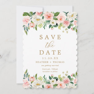 Elegante Brautkleid Gold Floral Wasserfarbe Hochze Save The Date