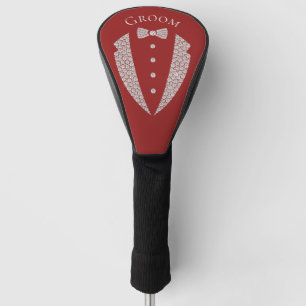 Elegante Brautkleid-Silber-Tuxedo-Typografie-Hochz Golf Headcover
