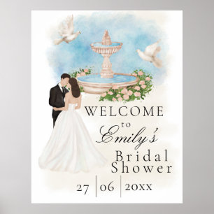 Elegante Brautparty  Braut & Bräutigam  Fontäne Poster