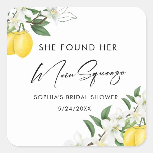 Elegante Brautparty-Favoriten Quadratischer Aufkleber (Vorderseite)