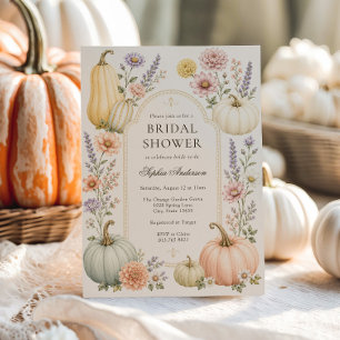 Elegante Brautparty im Herbst   Aquarell-Kürbis Einladung