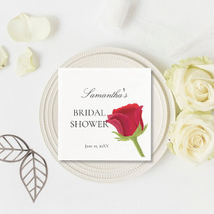 Elegante Brautparty mit roten Rosen Serviette