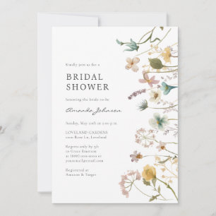 Elegante Brautparty mit Wildblumen Einladung