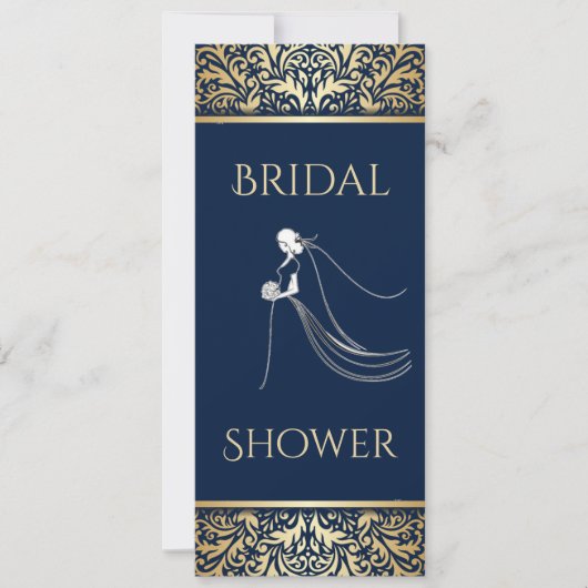 Elegante Brautparty Navy mit Gold Einladung (Vorderseite)