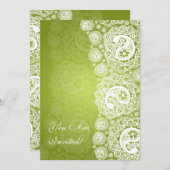 Elegante Brautparty-Paisley-Spitze-Limones Grün Einladung (Vorne/Hinten)