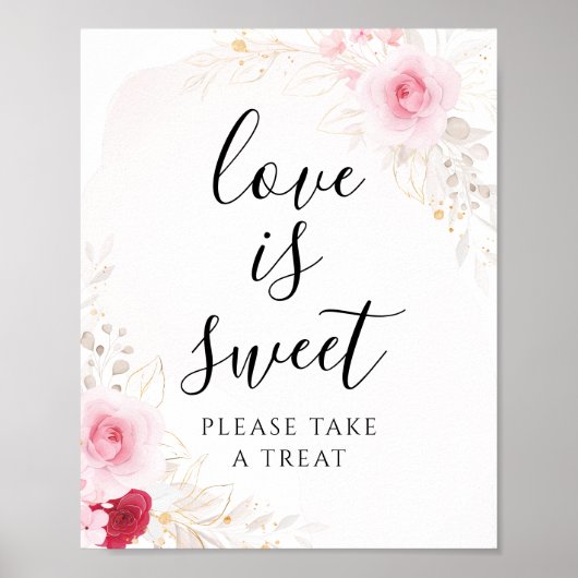 Elegante Brautparty-Süßigkeiten in Rosa und Rot Poster (Vorne)