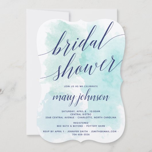 Elegante Brautparty Watercolor Hochzeitsfeier Einladung (Vorderseite)