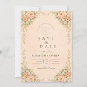 Elegante Brautrose-Bogen-Hochzeit Save The Date (Vorderseite)