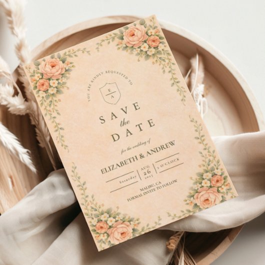 Elegante Brautrose-Bogen-Hochzeit Save The Date