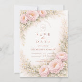 Elegante Brautrosengarten-Hochzeit Save The Date (Vorderseite)