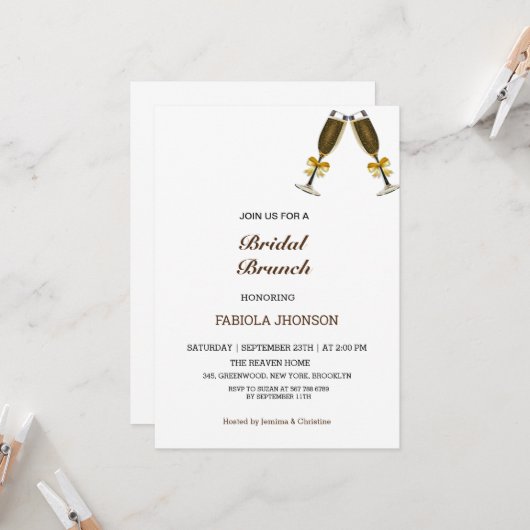 Elegante Bridal-Brunch-Dusche Einladung (Vorderseite/Rückseite Beispiel)