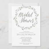 Elegante Bridal Dusche Einladungen Grau Kranz (Vorderseite)