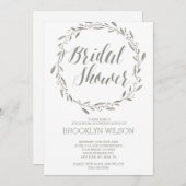 Elegante Bridal Dusche Einladungen Grau Kranz (Vorne/Hinten)