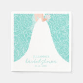 Elegante Bride auf Türkis Brautparty Napkins Serviette (Vorderseite)