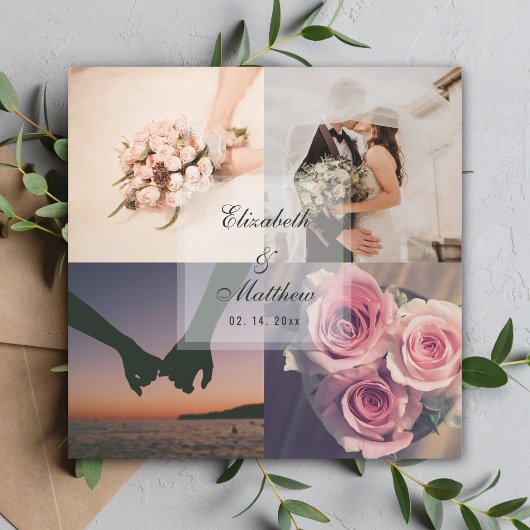 Elegante Bride & Groom Foto Collage Gastgeschenk H Magnetkarte