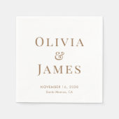 Elegante Bride Groom Monogram White Gold Wedding Serviette (Vorderseite)