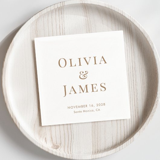 Elegante Bride Groom Monogram White Gold Wedding Serviette