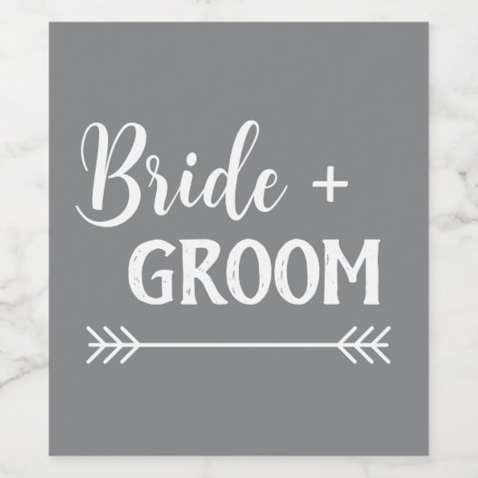 elegante BRIDE + GROOM | Weinetikett (Einzelnes Label)