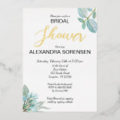 Elegante Bride Sage and Gold Dusche Foil Einladung (Vorderseite)