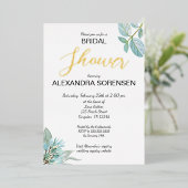 Elegante Bride Sage and Gold Dusche Foil Einladung (Stehend vorne)