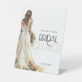 Elegante Bride Wedding Gown Brautparty Willkommen Sockelschild (Vorderseite)