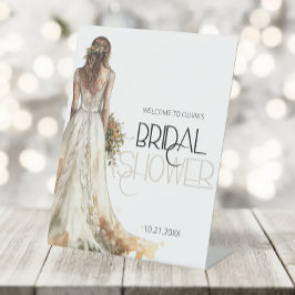 Elegante Bride Wedding Gown Brautparty Willkommen Sockelschild