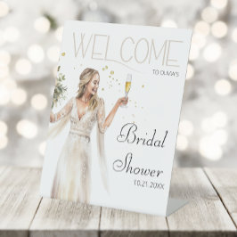 Elegante Bride Wedding Gown Brautparty Willkommen Sockelschild