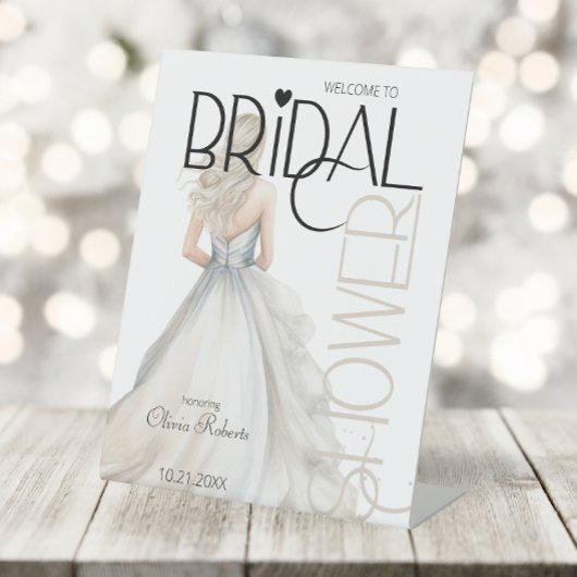 Elegante Bride Wedding Gown Brautparty Willkommen Sockelschild