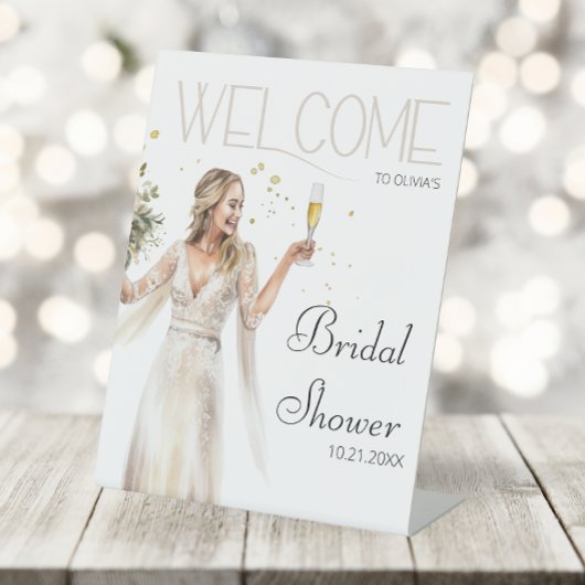 Elegante Bride Wedding Gown Brautparty Willkommen Sockelschild