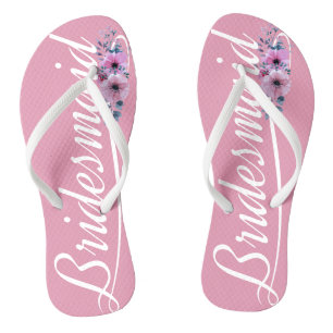 Elegante Bridesmaid Hochzeitskalligrafie Flip Flop Badesandalen