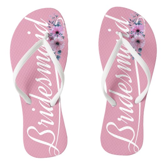 Elegante Bridesmaid Hochzeitskalligrafie Flip Flop Badesandalen (Fußbett)