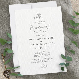 Elegante Bridesmaids Luncheon Blätter Schwarz & We Einladung