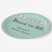 Elegante Bridge to BE Aquamarin Blue Pearl Brautpa Pappteller (Schrägansicht)