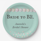 Elegante Bridge to BE Aquamarin Blue Pearl Brautpa Pappteller (Vorderseite)