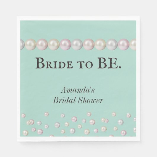 Elegante Bridge to Be Aquamarin Blue Pearl Brautpa Serviette (Vorderseite)