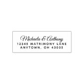 Elegante Briefmarke für Hochzeitsskript-Rücksendea Permastempel (Design)