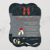 Elegante Brillen, Weihnachtsmannmütze, Bow, Weihna Einladung (Vorne/Hinten)