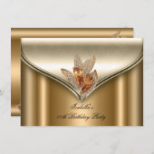 Elegante Bronze Brown Gold Geburtstagsparty Einladung (Vorne/Hinten)
