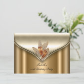 Elegante Bronze Brown Gold Geburtstagsparty Einladung (Stehend Vorderseite)