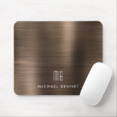 Elegante Bronze Brown Metallic Monogram Name Mousepad (Mit Mouse)