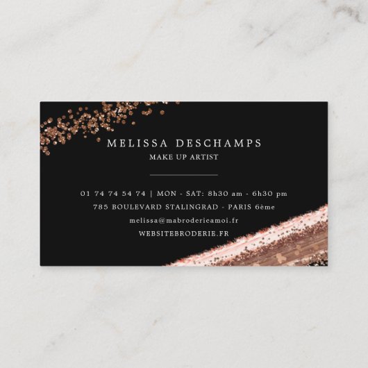 Elegante Bronze erröten Schwarzes bilden Anschläge Visitenkarte (Rückseite)